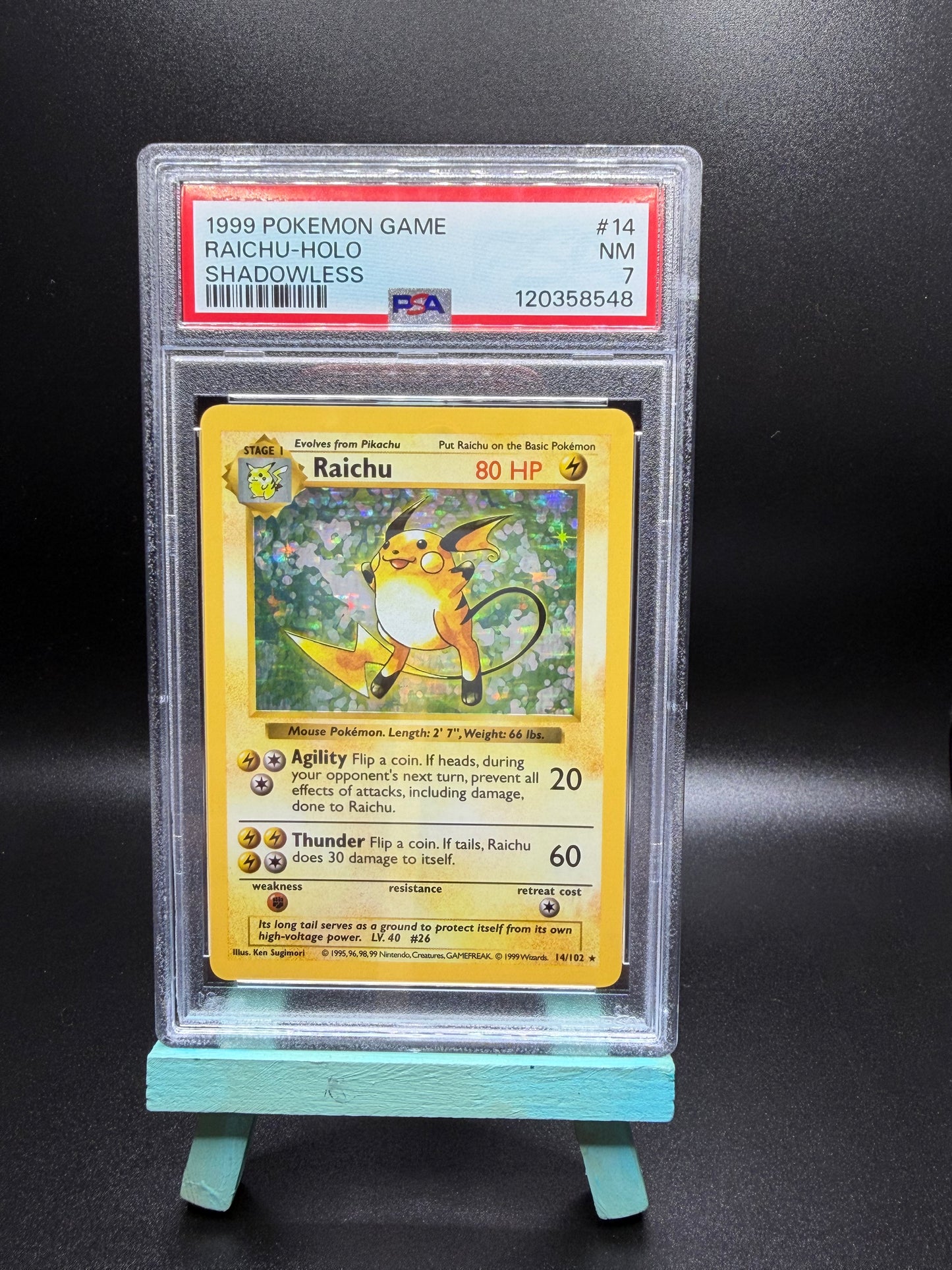 PSA 7 Raichu Holo Shadowless #14 Base Set