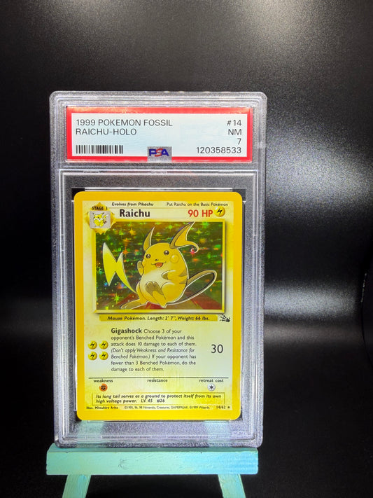 PSA 7 Raichu Holo #14 Fossil