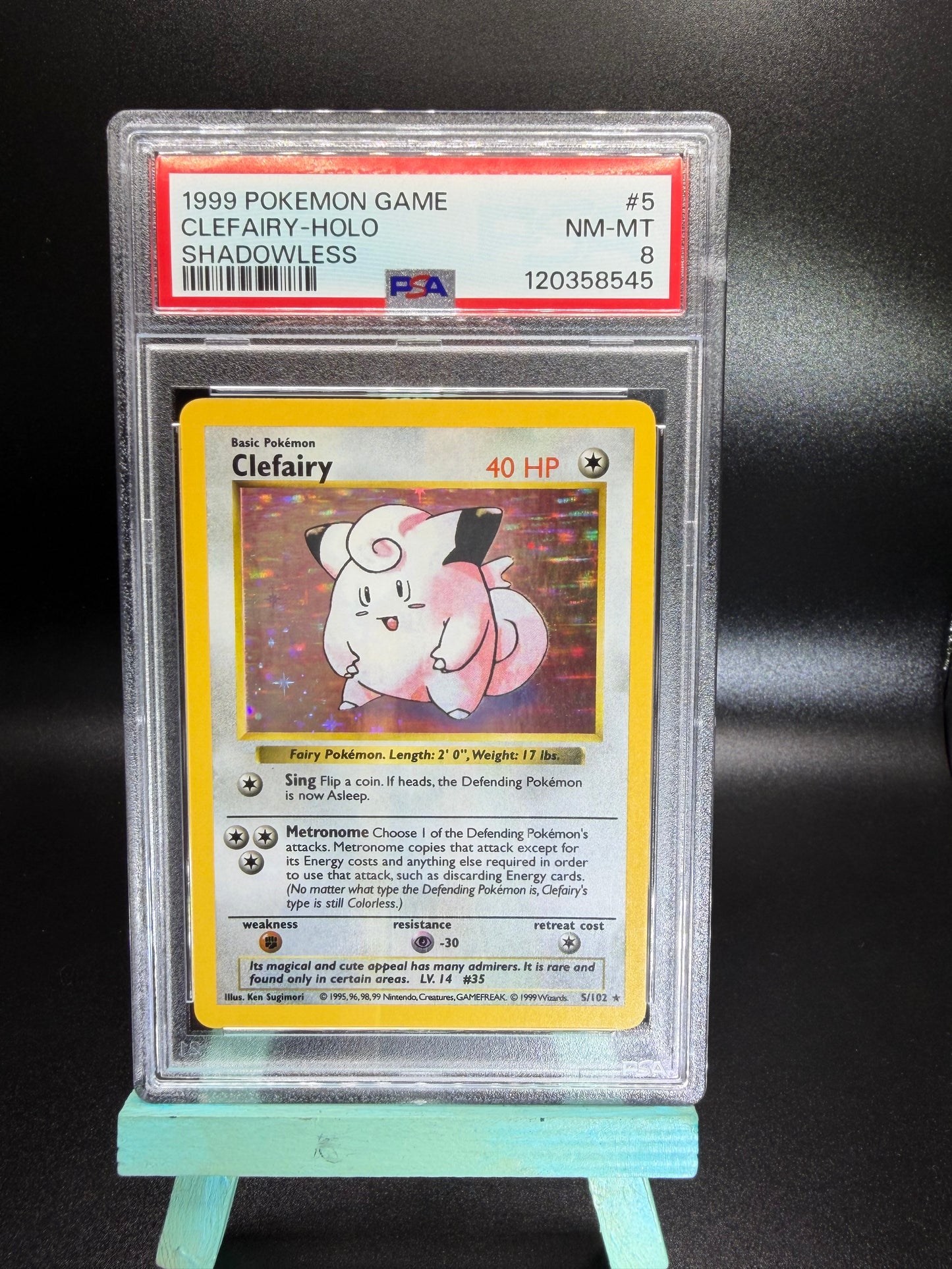 PSA 8 Clefairy Holo Shadowless #5 Base Set